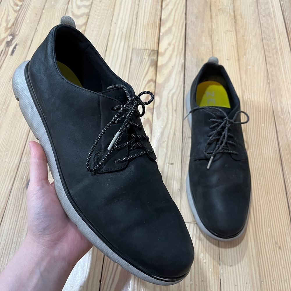 Cole Haan Zerogrand Wing Oxford Mens 12M Black Grey Nubuck Hybrid C34529